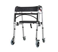 Andador de 2 ruedas con asa de transporte y asiento abatible Bastón Silla antideslizante de cuatro patas Taburete Silla de bastón para fracturas para discapacitados Multifunción (Color: Negro) El dobl