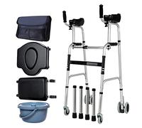 Andador De 4 Ruedas, Andador De Altura Ajustable con Almohadillas Y Ruedas para Reposabrazos, Ayudas De Movilidad Auxiliares De Rehabilitación Plegables para Personas Mayores Discapacitadas,A