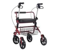 Andador de 4 ruedas con asiento y cesta de acero, altura ajustable for rehabilitación de personas mayores.
