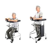 Andador de 4 ruedas para personas mayores, andador rodante de postura vertical con reposabrazos, marco médico, ajuste de altura, equipo de rehabilitación de hemiplejia para decoración de adultos mayo