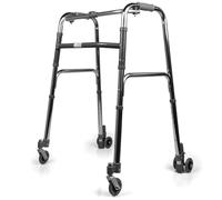 Andador de 4 ruedas plegable para personas mayores, altura ajustable, 2 ruedas giratorias y dos autobloqueantes