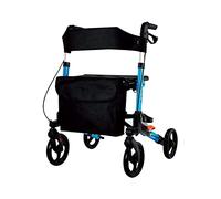 Andador de aluminio con asiento plegable Movilidad rodante tiene ruedas de 8 pulgadas para personas mayores Movilidad ligera Ayuda para caminar para adultos mayores Marco de aluminio Azul El doble de