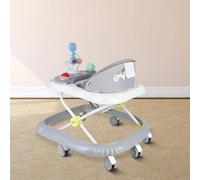 Andador de bebé 4 en 1 gris con función de empuje, andador escalable bebé con caja de música y luces, cojín de asiento lavable para niños de 6 a 18 meses hasta 12 KG-67 x 72 x 92 cm, gris (B)