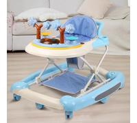 Andador de bebé 5 en 1, empujador plegable con música, altura ajustable en 5 posiciones, cuenco de comida desmontable, andador para bebé niña de 6 a 18 meses, 67 x 75 x 85 cm, color verde azulado