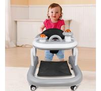 Andador de bebé ajustable en altura con ruedas silenciosas, centro de actividades con música y luces, para bebé de 6 a 18 meses, carga 12 kg, 70 x 56 x 42 cm, color gris