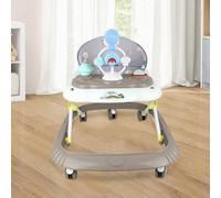 Andador de bebé ajustable en altura con ruedas silenciosas, centro de actividades con música y luces, para bebé de 6 a 18 meses, carga 12 kg-67 x 72 x 92 cm-Kaki(B)