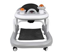 Andador de bebé con bandeja multiactividad interactiva con música extraíble, Andador de bebé ajustable en altura y fácilmente plegable, hasta 12 kg, 70 x 56 x 42 cm, color gris