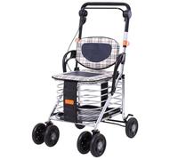 Andador De Compras Andador Para Personas Mayores Andador Andador Ayuda Ligera Movilidad Carro Cochecito Scooter Plegable Con Asiento Y Bolsa 4 Ruedas Para Personas Mayores