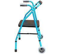 Andador de dos ruedas con asiento, marco auxiliar de rehabilitación, ayuda para caminar para ancianos, altura ajustable, estrella de luz