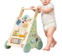Andador de Madera,Juguete Con Ruedas Y Mango Ajustable - De Madera Con Empuje,para Aprender a Caminar Niños y Niñas en Interiores