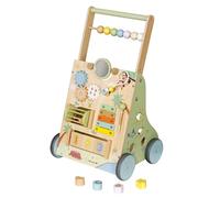 Andador de madera para bebé con juguete de motricidad y tabla de actividad, andador para bebés con xilófono, engranajes y juego de ranuras, ayuda para niños a partir de 1 año, juguete Montessori para