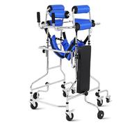 Andador de movilidad ajustable en altura con soporte de 8 puntos, ruedas giratorias, soporte de axila y asiento, diseño antiinclinación para personas mayores y rehabilitación de accidentes