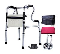 Andador de movilidad Andador con ruedas andadores estándar para personas mayores, con asiento andador plegable ligero de 8 niveles de altura ajustable