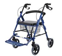 Andador de movilidad con asiento de ruedas de 8 pulgadas, andador plegable ligero para personas mayores con canasta, respaldo y reposapiés, para exteriores todo terreno