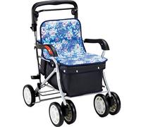 Andador de movilidad para ancianos, andador de aluminio con 4 ruedas con cesta de la compra, marco plegable para ayudar a la movilidad de ancianos, andador rodante ajustable en altura