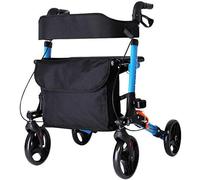 Andador de movilidad para caminar, andadores plegables para personas mayores, ayuda de ultra movilidad de cuatro ruedas, marco de paseo médico con altura ajustable, instalación libre, color azul