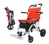 Andador de movilidad para personas mayores, 4 ruedas, plegable, para personas mayores, con asiento y reposapiés, color naranja