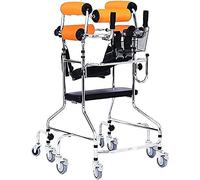 Andador de pie / andador / dispositivo de rehabilitación plegable altura ajustable anciano caminador de extremidades inferiores naranja 8 ruedas con placa de asiento Walker Beauty Comes