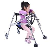 Andador de pie con asiento para rehabilitación de extremidades inferiores, andador ligero para niños para discapacidad de extremidades inferiores, marco de pie para niños de 4 ruedas para movimiento