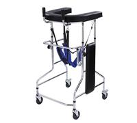 Andador de rehabilitación ajustable con ruedas silenciosas, mesa de apoyo cómoda, asiento y frenos para personas mayores, diseño ligero que soporta hasta 100 kg