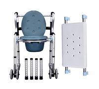 Andador de rehabilitación de pie con una silla para orinal, silla de inodoro, polea con asiento, marco para caminar, silla de baño (4 ruedas)