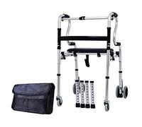 Andador de rehabilitación de pie, polea para ancianos con asiento, andador de aleación de aluminio grueso, silla para caminar con carrito para discapacitados con bolsa de almacenamiento, muleta (sin