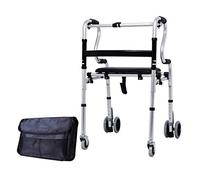 Andador de rehabilitación de pie, polea para ancianos con asiento, andador de aleación de aluminio grueso, silla para caminar con carrito para discapacitados con bolsa de almacenamiento, muleta (sin