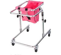 Andador de rehabilitación infantil, entrenador de marcha, 4 ruedas, altura ajustable, para niños pequeños, adolescentes con necesidades especiales, parálisis cerebral, duradero (rosa)