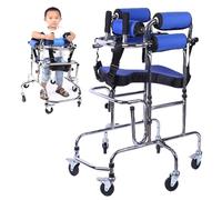 Andador de rehabilitación infantil, soporte vertical portátil con asiento de cinturón antiinclinación de 6 ruedas para apoyo de movilidad para parálisis cerebral