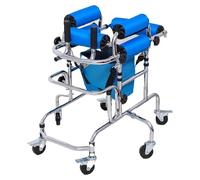 Andador de rehabilitación pediátrica ajustable con ruedas para apoyo de movilidad infantil, ideal para parálisis cerebral y entrenamiento de paraplejia en casa o hospital