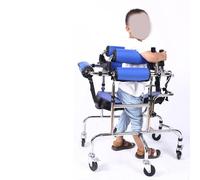 Andador de rehabilitación pediátrica ajustable con soportes dobles antivuelco y control de velocidad para parálisis cerebral y paraplejia, uso doméstico y hospitalario
