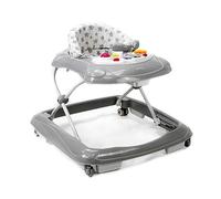 Asalvo DIVER Andador para bebé, Primeros pasos, Centro de Actividades, Bandeja extraíble, 12 melodías, luces LED, 3 Alturas, Plegado compacto, 6 frenos, hasta 12 kg, Estrellas Gris