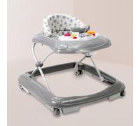 Andador DIVER para Bebé - Centro de Actividades, Bandeja Extraíble con Luces y Sonidos, 3 Alturas Ajustables, 6 Frenos Antiescaleras, Plegado Compacto - Estrellas Gris Asalvo