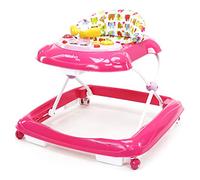 Asalvo DIVER Andador para bebé, Primeros pasos, Centro de Actividades, Bandeja extraíble, 12 melodías, luces LED, 3 Alturas, Plegado compacto, 6 frenos, hasta 12 kg, Elefante Rosa