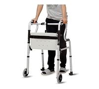 Andador estándar Andador plegable con asiento de baño y rueda para personas mayores Andador de aluminio liviano Ajuste de altura para adultos mayores discapacitados