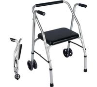 Andador Estándar, Andadores Livianos Plegables de Aluminio con Soporte Para Asiento de Hasta 300 Libras, Andador de Altura Ajustable y Pies con Férula Antideslizante Para Ayudar a La Estabilidad