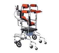 Andador estándar de 150 kg con inodoro y cesta de almacenamiento para ancianos mayores, andador de pie, andador con 8 ruedas de ajuste de altura y ancho