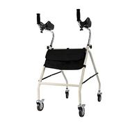 Andador estándar de 4 ruedas con reposabrazos de asiento para personas mayores, altura ajustable, plegable, marco de caminar para adultos, entrenamiento de rehabilitación de acero