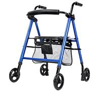 Andador estándar de 4 ruedas con respaldo de asiento y cesta de la compra para personas mayores, rehabilitación de aluminio, caminante de movilidad