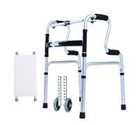 Andador estándar de aluminio con marco para caminar, plegable, 2 en 1 con asiento y 2 ruedas, peso del rodamiento: 150 kg