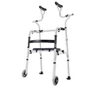 Andador estándar liviano con ruedas, asiento y almohadilla para reposabrazos Ayuda de movilidad para caminar de pie ajustable en altura para personas mayores