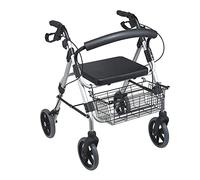 Andador estándar para ancianos andador de aluminio con 4 ruedas, asiento y respaldo, cesta, frenos bloqueables, ayuda de movilidad ajustable en altura (tamaño: morado) (un color negro)