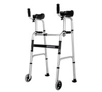 Andador estándar para personas mayores, andador plegable con almohadilla para reposabrazos, ruedas de 5" y patas plegables, ligero y portátil, con bolsa de almacenamiento Interesante Ambición noble P