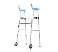 Andador estándar plegable con 2 ruedas y almohadilla para reposabrazos Altura ajustable Ayuda ligera para caminar para personas mayores