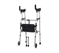 Andador estándar plegable con almohadilla para reposabrazos y ruedas, ayuda auxiliar de rehabilitación para caminar de aleación de aluminio para personas mayores