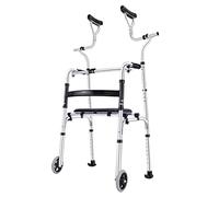 Andador estándar plegable con soporte para las axilas y ruedas Ayuda de movilidad para caminar de aleación de aluminio ajustable en altura para personas mayores