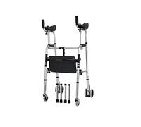 Andador estándar plegable de altura ajustable con asiento y 2 ruedas Ayuda de movilidad para caminar con dos botones para personas mayores Carga máxima 396 lb