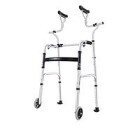 Andador estándar plegable para personas mayores, andador auxiliar de rehabilitación de aleación de aluminio con 5 ruedas, soporte axilar de espuma, tapete para pies estilo trineo, ayuda de movilidad
