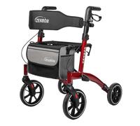 Andador Estrecho para Ancianos: Andador Plegable y Ligero con Asiento - Andadores para Personas Mayores Plegable de Aluminio Andador Ligeros para Casa (Rojo)