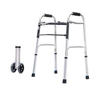 Andador geriátrico ligero con 2 ruedas, marco plegable para caminar, altura ajustable, reposabrazos de aluminio para ayudar a caminar